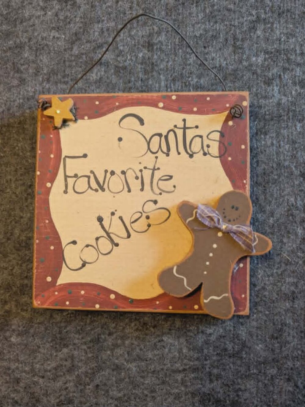 Rustic "Santa's Favorite Cookies" Wooden Wall Hanging Primitive Christmas Decor